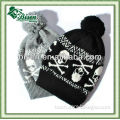 Snowflakes hat fold up cable knit beanie pom-pom beanie winter hat